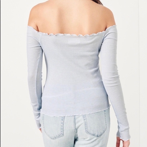 Hollister Ribbed Striped Off Shoulder Top - Picture 3 of 5